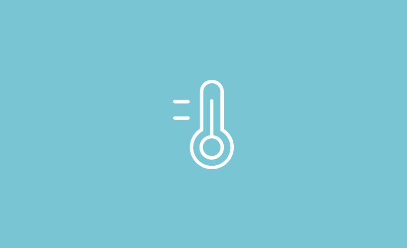 Temperature gauge icon with a blue background