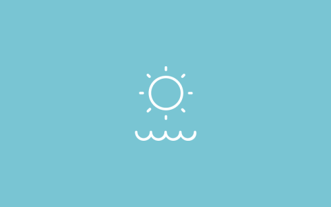 Sun over a wave icon with a blue background